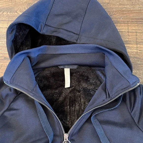 Athleta Triumph Luxe Shine Zip-Up Hoodie Lined Navy Size XS - Picture 3 of 8